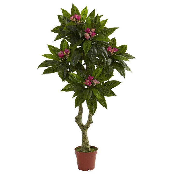 Nearly Natural 5-ft Plumeria Tree UV Resistant w/88 Lvs (Indoor/Outdoor)