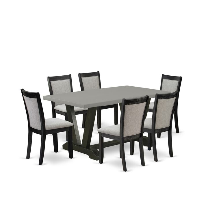 East West Furniture V696MZ606-7 7Pc Dining Set - Rectangular Table and 6 Parson Chairs - Multi-Color Color