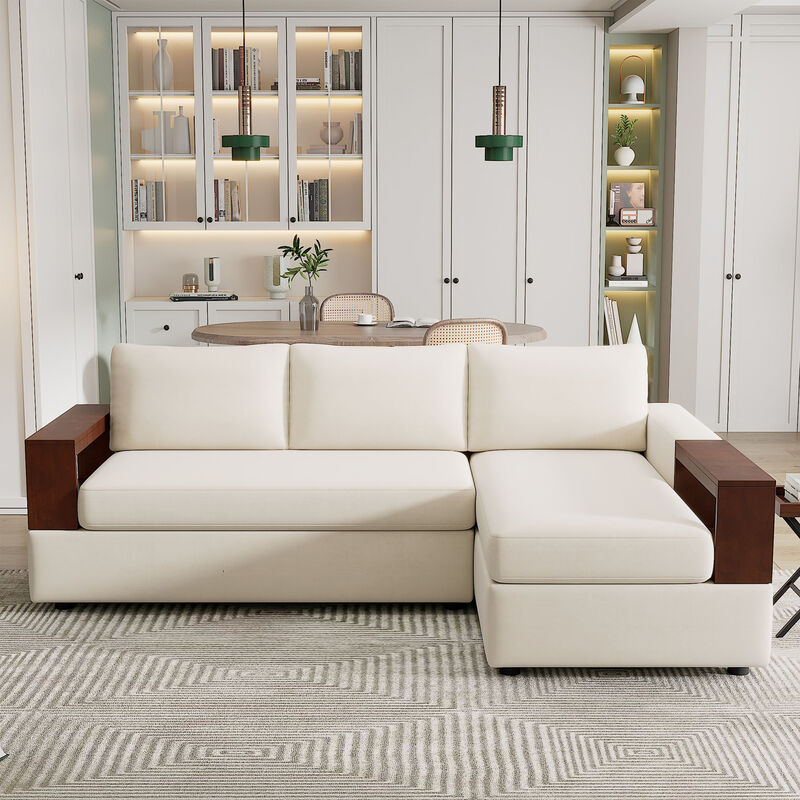 Merax Sectional Sofa Upholstered Sofa Couch with Reversible Armrests
