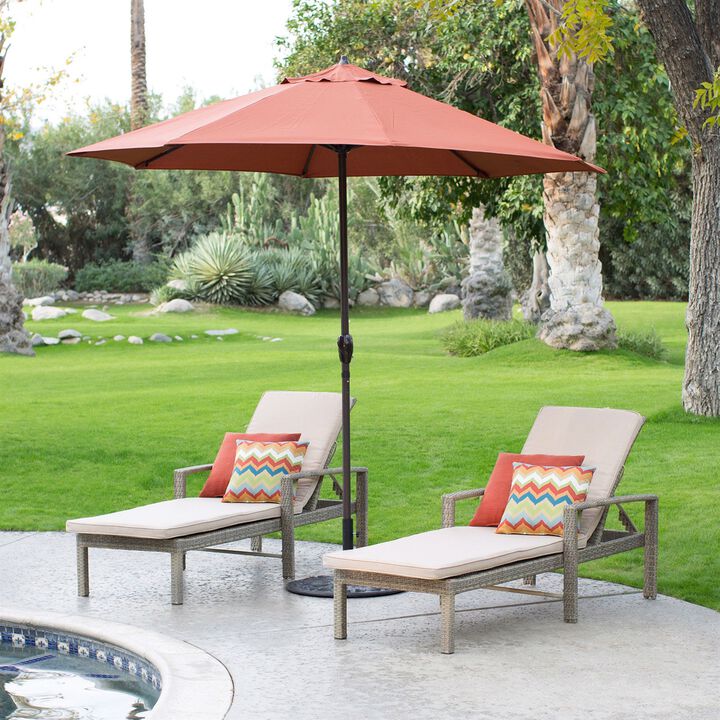 Patio Umbrella in Terracotta with Metal Pole and Tilt Mechanism