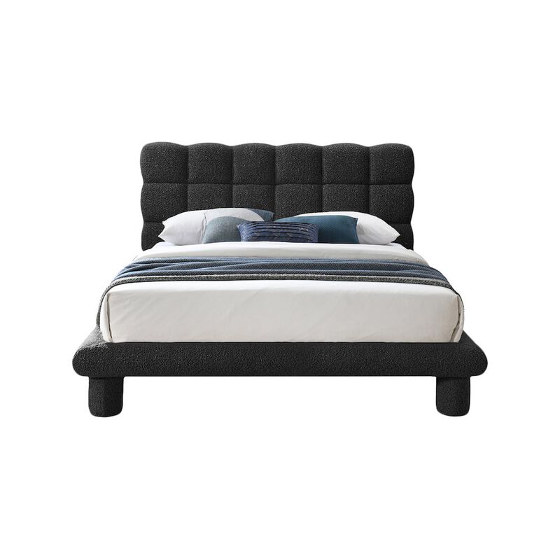 Meridian Furniture Deco Black Boucle Fabric Full Bed