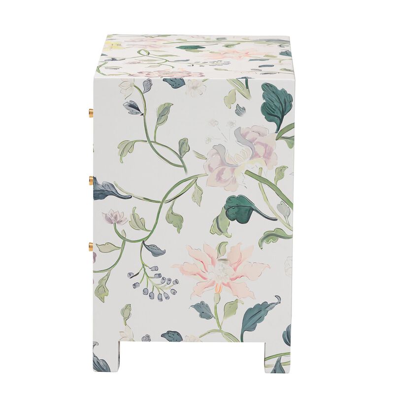 Baxton Studio Connery Floral  End Table - 3-Drawer Decorative Accent Storage Cabinet image number 4