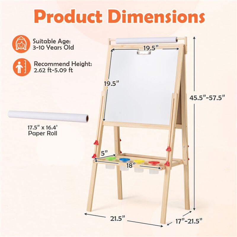 Multi-Functional Art Easel with Adjustable Height, Paint Cup Holders, and Double Sides image number 3