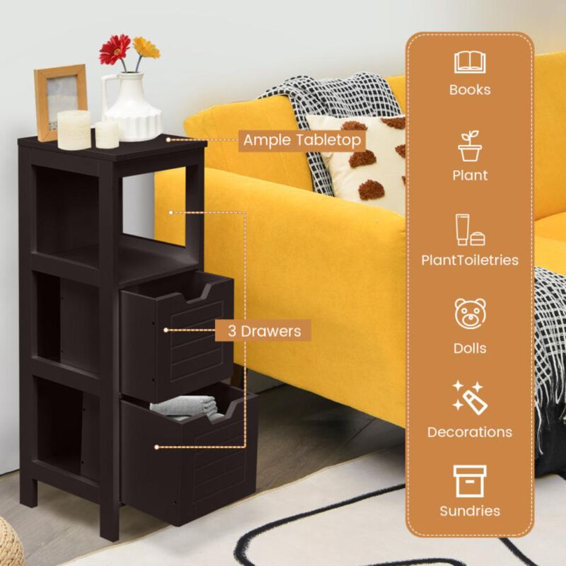 Hivvago Multifunction Bathroom Wooden Floor Cabinet Organizer with Storage Rack