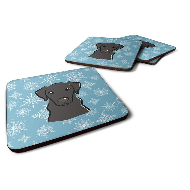 Caroline's Treasures BB1669FC Snowflake Black Labrador Foam Coasters (Set of 4), 3.5, Multicolor