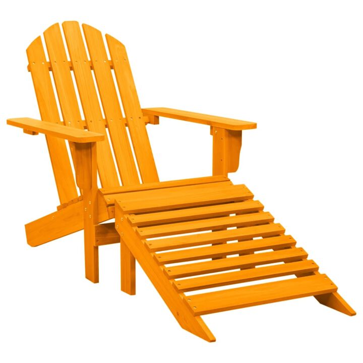 vidaXL Patio Adirondack Chair with Detachable Ottoman - Solid Fir Wood, Outdoor Lounging Furniture, Weather Resistant, Ergonomically Designed, Adjustable - Unique Vibrant Orange Color