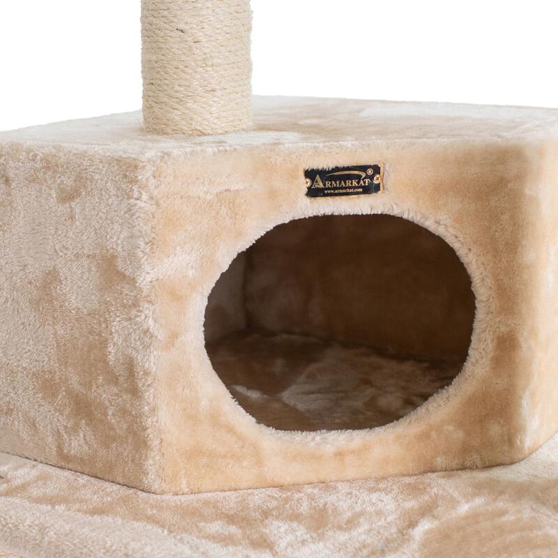 Armarkat 72 H Pet Real Wood Cat Tower, Tower Entertainment Furniture, Basket, Perch