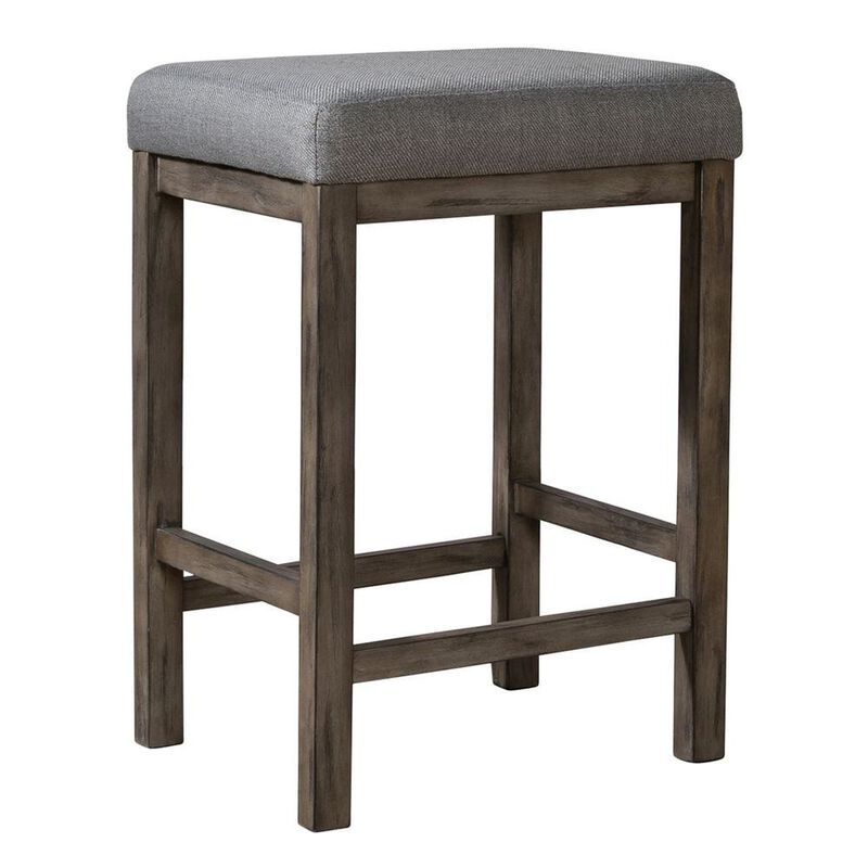 Gray Upholstered Stool for Vanity, Small Vanity Stool with Wooden Legs image number 0