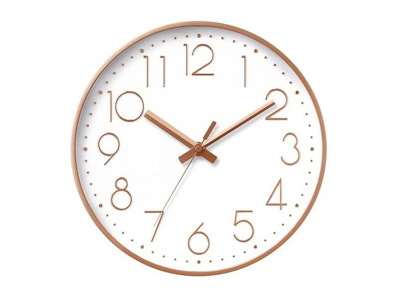 Gold Wall Clock 12 Inch Silent Non Ticking Modern Battery Operated image number 0