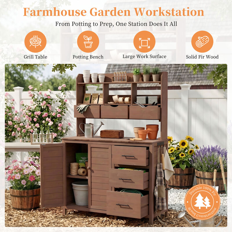 44.6" Farmhouse Patio Potting Tables image number 6