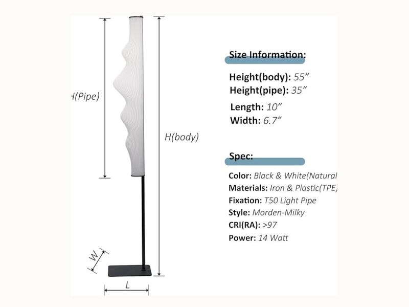 Chinese Artistic Floor Lamp &ndash; GaoShanLiuShui Style, 3-Color LED, 90cm Shade