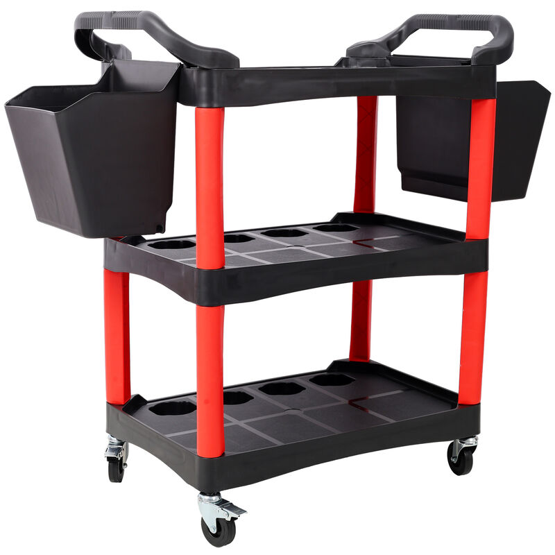 ELEMENT ACE 3 Tier Rolling Utility Storage Cart with Wheels and Hanging Buckets for Garage, Workshop, Auto Detailing and Repair Shop Tool Organization image number 4