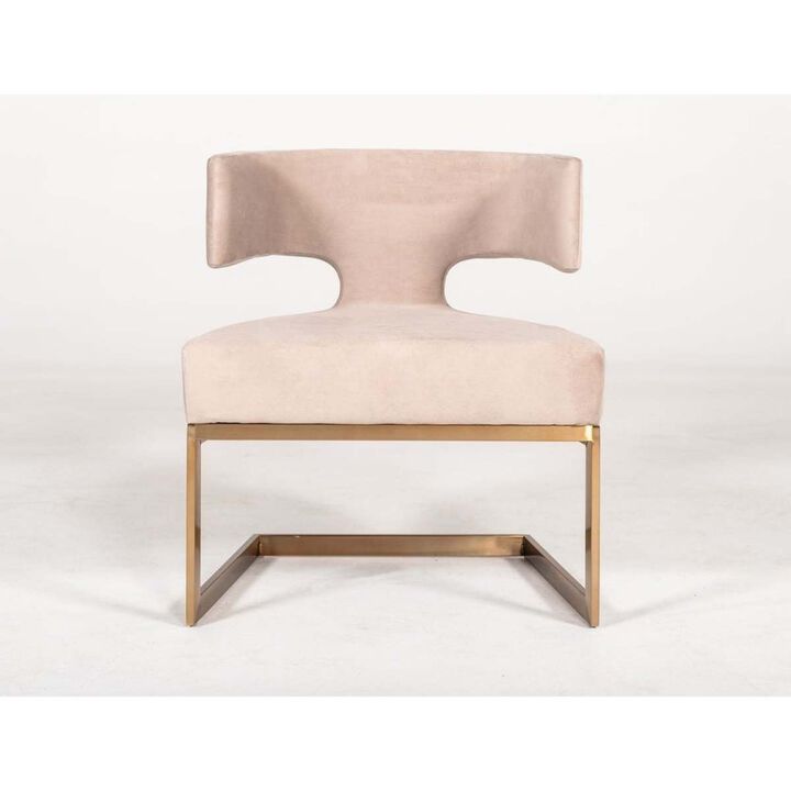 Calvo Modern Off-White Velvet & Brass Dining Chair