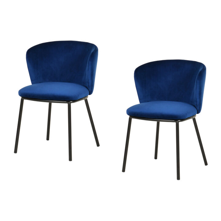 Bessie Modern Blue Velvet Dining Chair (Set of 2)