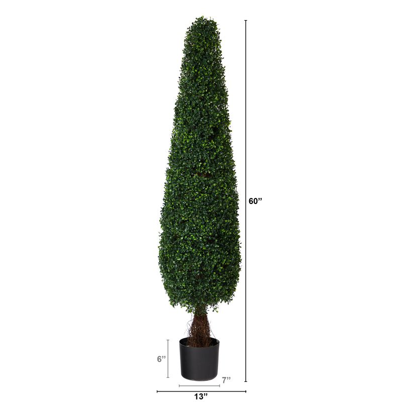 Hivvago 5 Feet Boxwood Topiary Artificial Tree UV Resistant (Indoor/Outdoor)