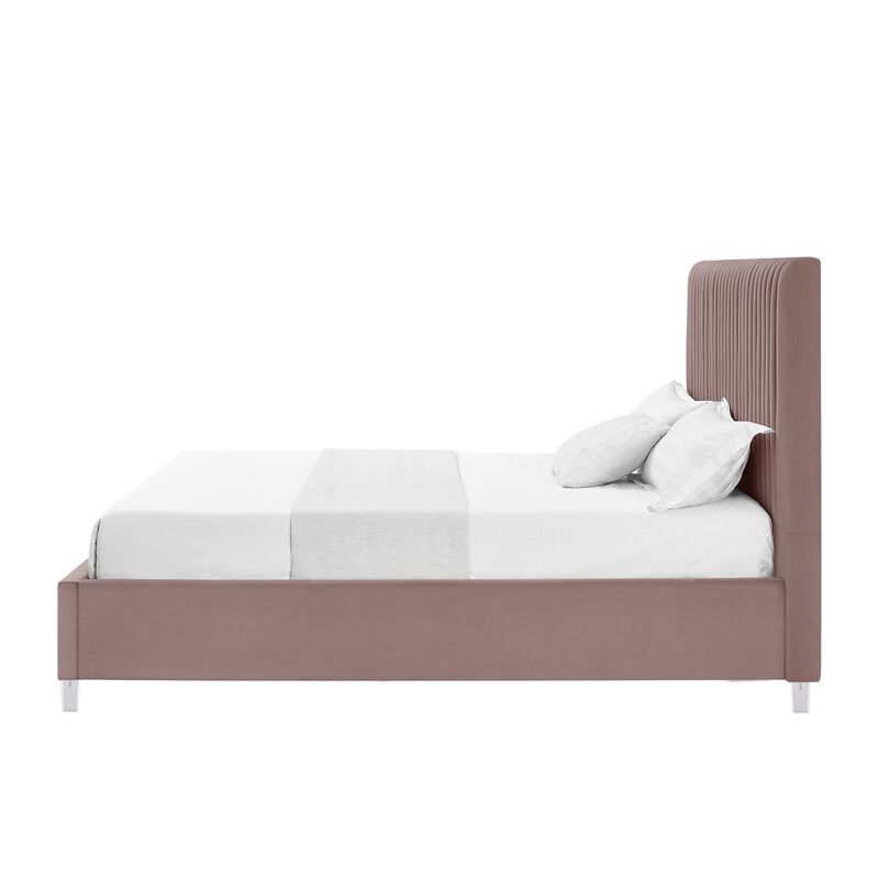 Inspired Home Jaylanie Velvet Platform Bed