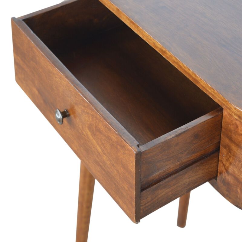 Solid Wood Chestnut Rounded Small 1 Drawer Console Table