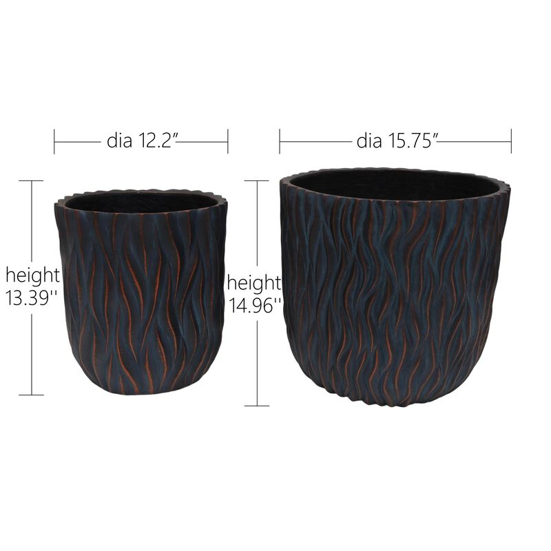 WOW PIONEER Set of 2 Large Round Planters Lightweight Magnesium Oxide Plant Pots with Drainage Holes for Indoor Outdoor Home Patio Balcony Office Garden Decor image number 2