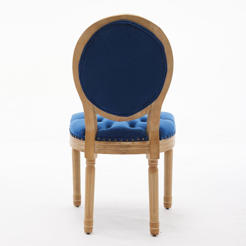 Whisen French Style Dining Chair, Solid Rubberwood Frame with Velvet Upholstery, Handmade Tufted & Nailhead Trim, Set of 2 for Living Room Kitchen image number 6