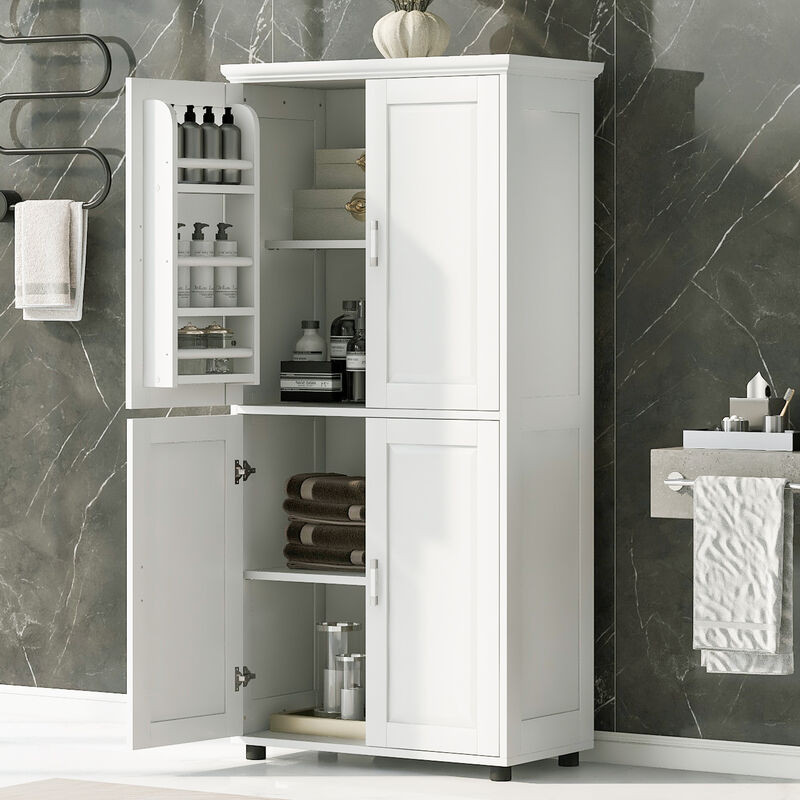 Merax  Modern Bathroom Floor Storage Cabinet with 4 Doors
