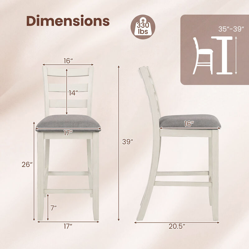 Set of 4 Counter Height Dining Chairs with Fabric Seats and Wood Legs image number 2