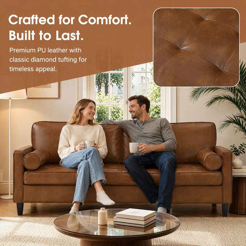 Galglo Breathable Faux Leather Couch image number 3