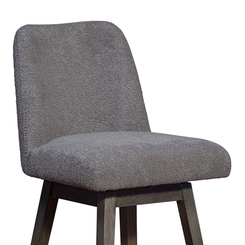Swivel Bar Stool in Gray Oak Wood Finish with Gray Boucle Fabric image number 6