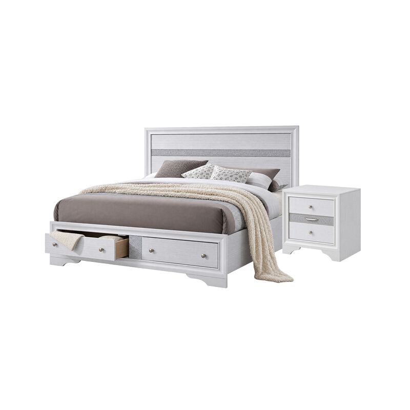 2pc King Bedroom Set, Storage White, Nightstand image number 0