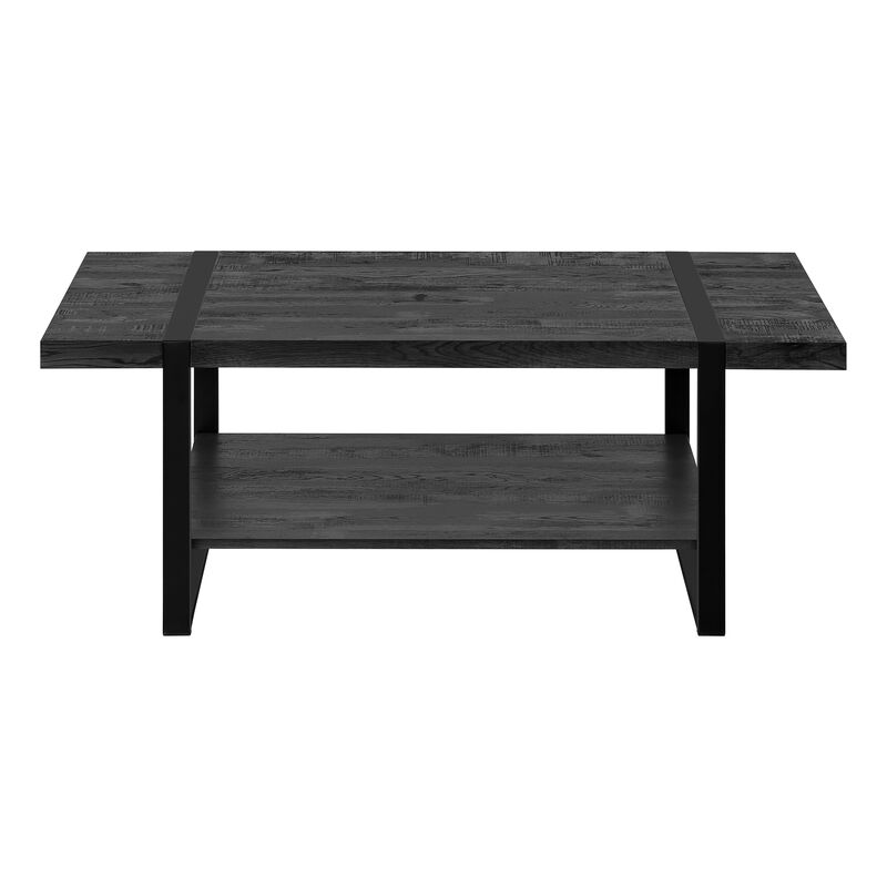 Monarch Specialties I 2860 Coffee Table, Accent, Cocktail, Rectangular, Living Room, 48"L, Metal, Laminate, Black, Contemporary, Modern
