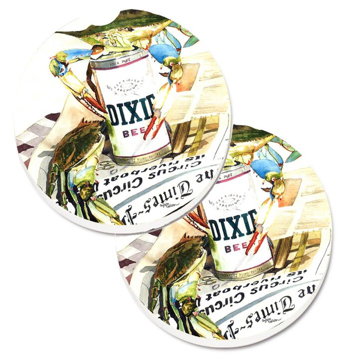 Caroline's Treasures Dixie Beer Set of 2 Cup Holder Car Coasters 1015CARC, 2.56, Multicolor