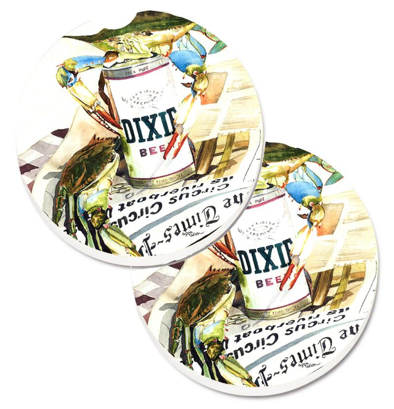 Caroline's Treasures Dixie Beer Set of 2 Cup Holder Car Coasters 1015CARC, 2.56, Multicolor image number 0