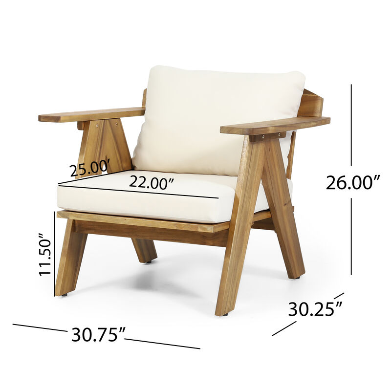 Merax Outdoor Acacia Wood Club Chairs with Cushions (Set of 2)