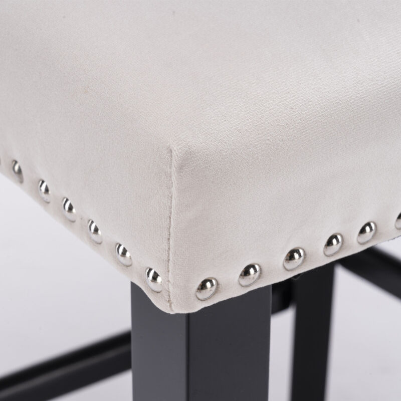 Streamdale Velvet Wingback Bar Stools with Button Tufted Decoration, Set of 2 image number 8