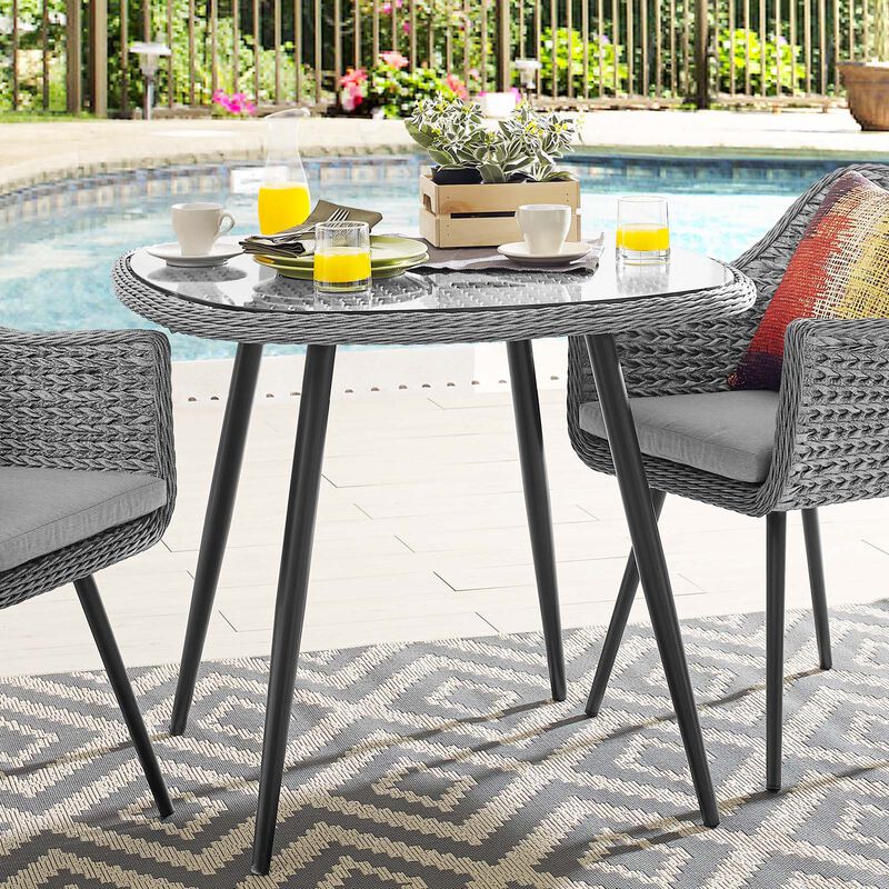 Modway - Endeavor 36" Outdoor Patio Wicker Rattan Dining Table Gray image number 1