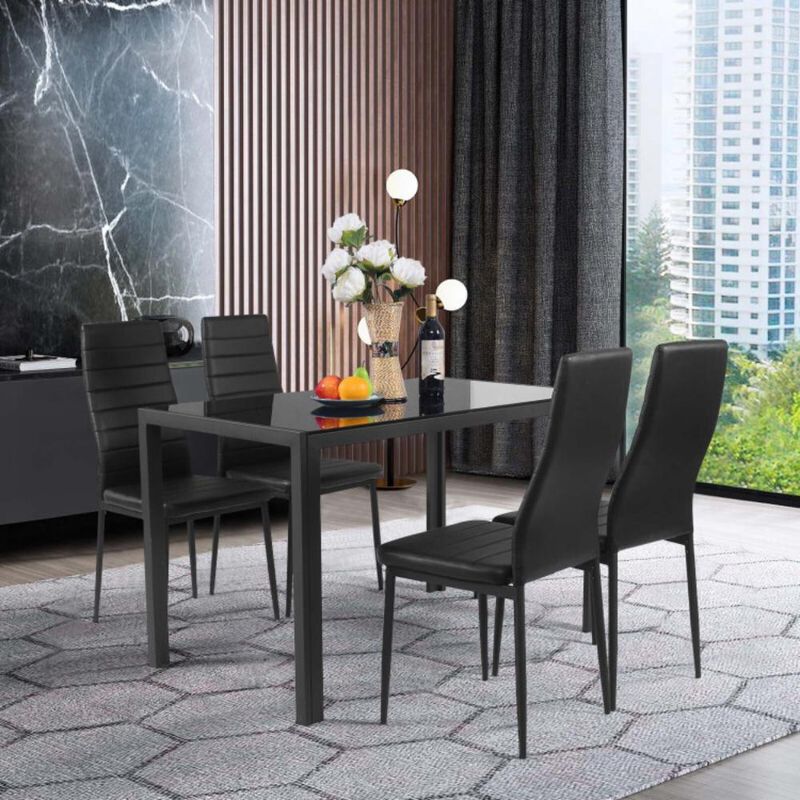 Hivvago 4 Pieces Modern Leather Dinning Chairs Set with Metal Frame