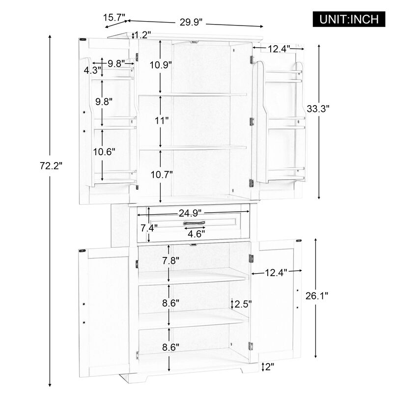Whisen Bathroom Storage Cabinet with Doors, Adjustable Shelf and Drawer