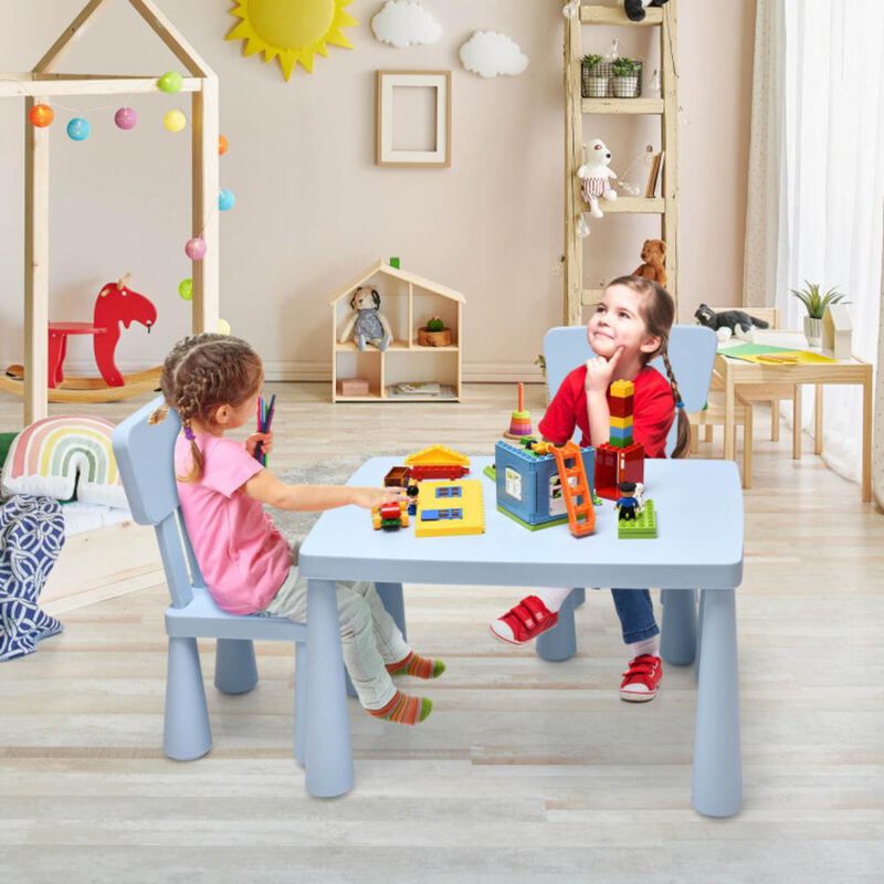 Hivvago 3 Pieces Toddler Multi Activity Play Dining Study Kids Table and Chair Set