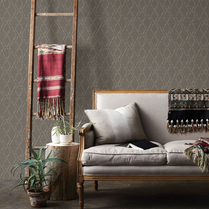Tapa Brown Trellis Wallpaper
