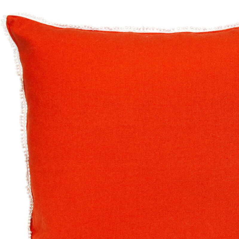 HomeRoots 16" Orange Cotton Throw Pillow With Fringe image number 3