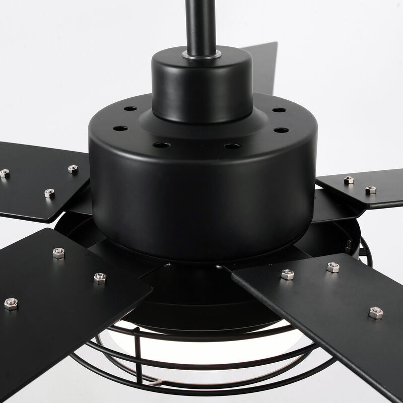 52 in. Black Reversible Blades 6-Speed Ceiling Fan with Light and Remote