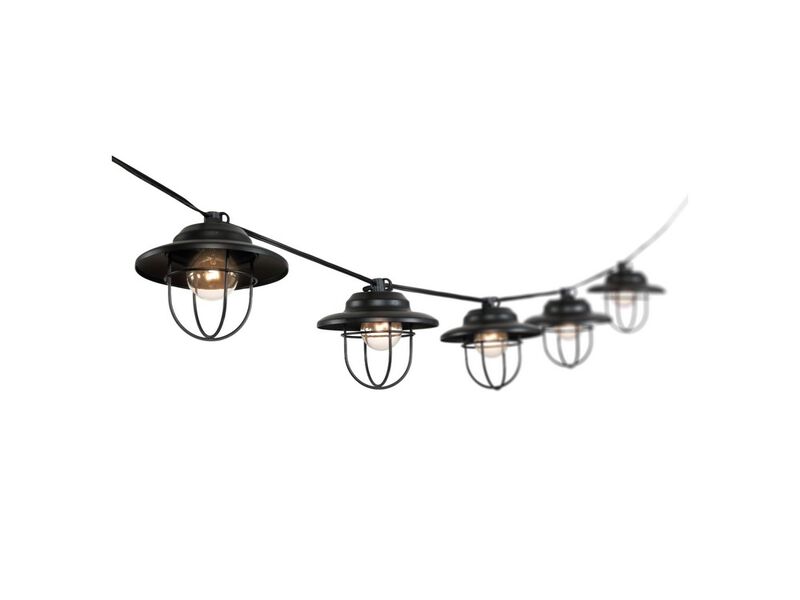 Light Indoor/Outdoor Rustic Farmhouse Incandescent G40 Metal Cage Shade String Lights