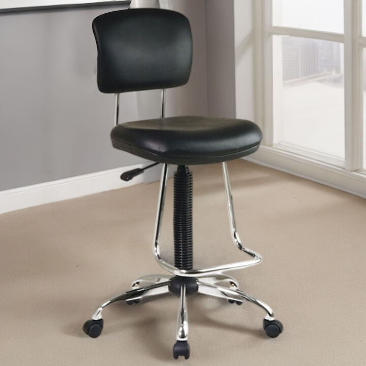 QuikFurn Chrome Finish Drafting Chair with Teardrop Chrome Footrest
