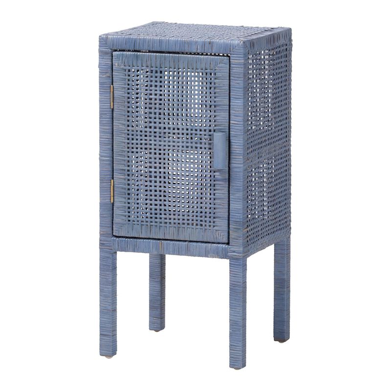 bali & pari Vivan Natural Rattan Nightstand - Handwoven Wicker Accent Bedside Table with Interior Shelving and Elevated Base, French Grey image number 0