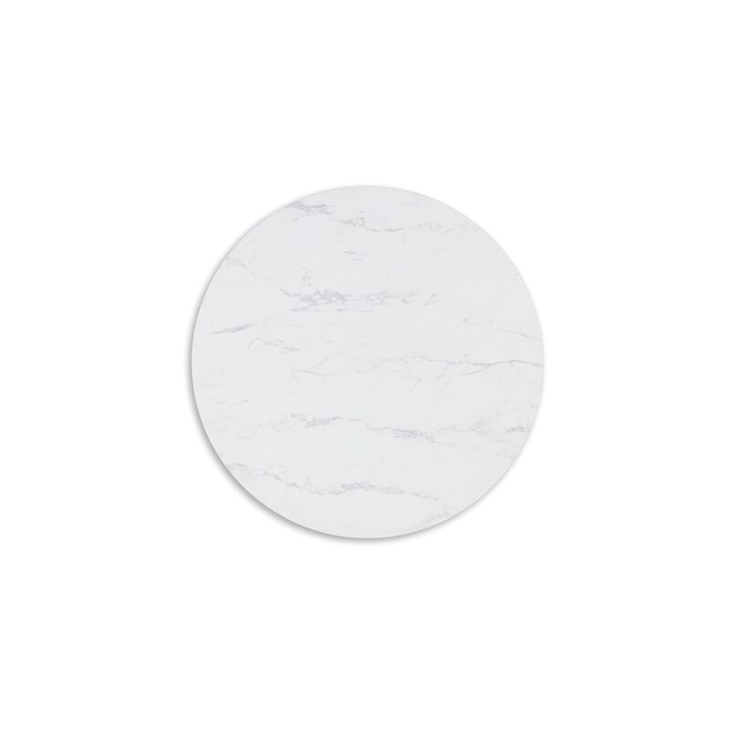 Dae 3pc Coffee and End Table Set, Round White Faux Marble, Black