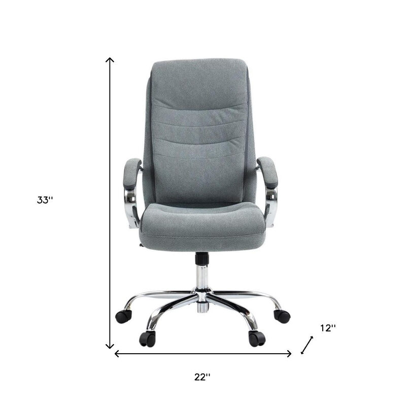 HomeRoots Gray and Silver Adjustable Height Swivel Rolling Executive Office Chair