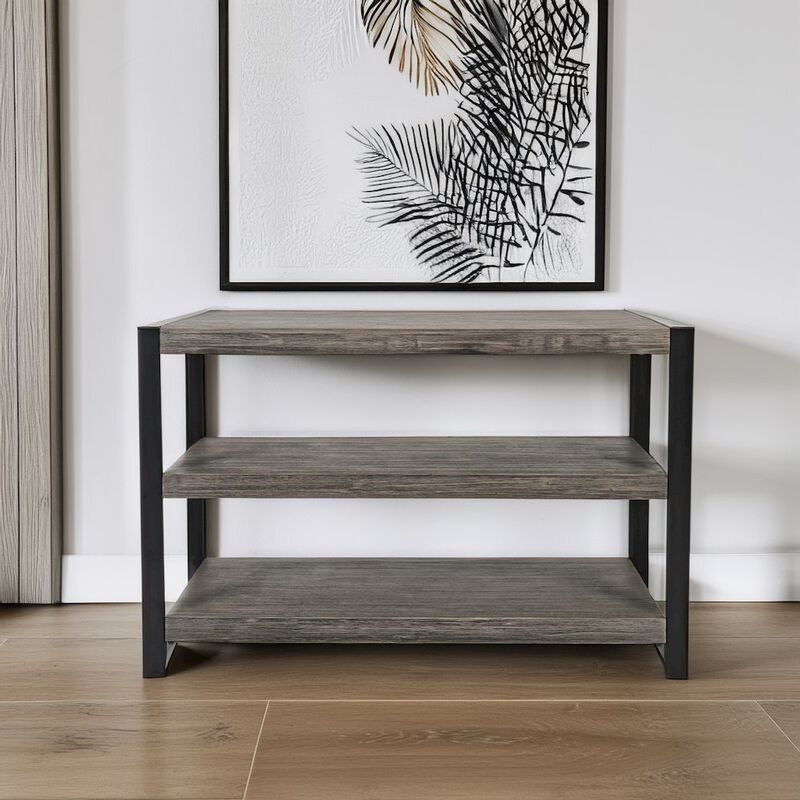 Jofran Pinnacle Modern Loft Iron and Wood Grey Sofa Table