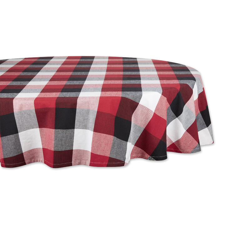 70" Cardinal Red and White Tri Color Check Round Tablecloth