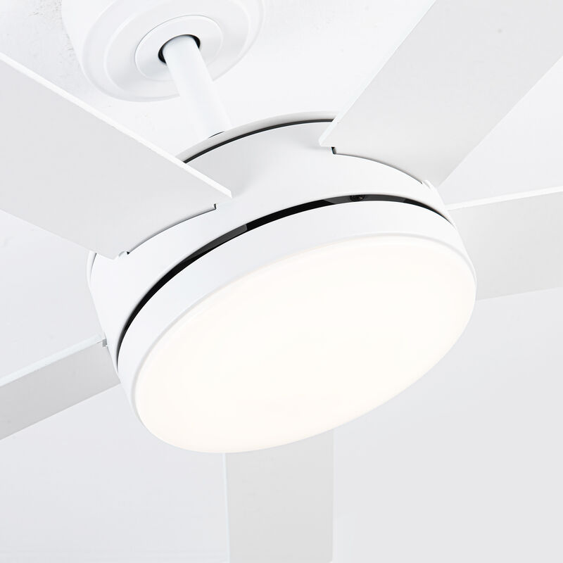 48 in. Smart Matte White Integrated LED Dimmable Reversible Blades Ceiling Fan with Light and APP Control & Remote