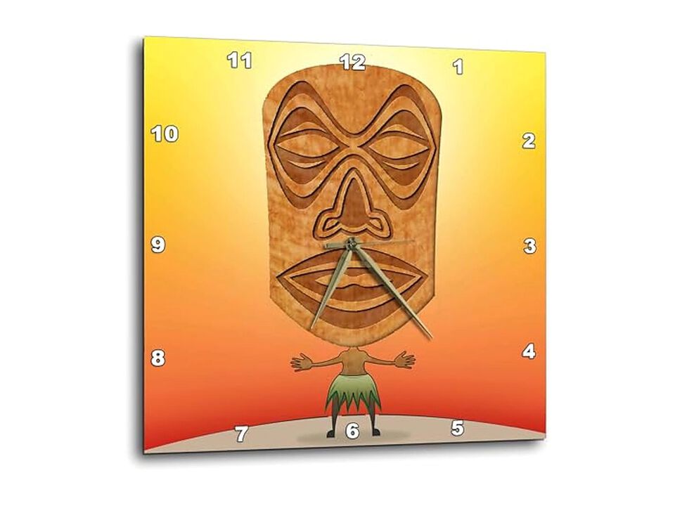 Voodoo Tiki Head Villager Tribal Wall Clock 10 Inch Home Decor
