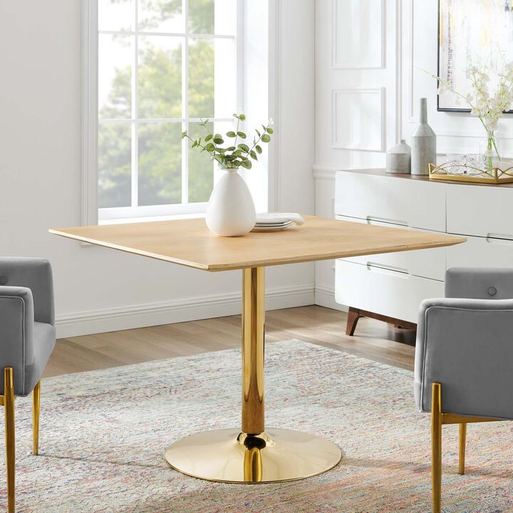 Modway - Verne 40" Square Dining Table Gold Natural